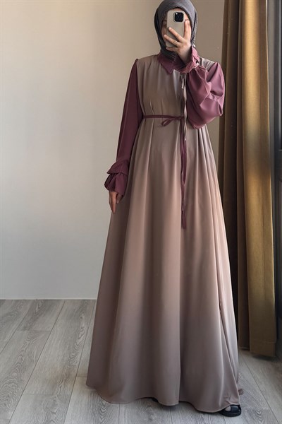 Ganimet Elbise - Bej/ Gül kurusu
