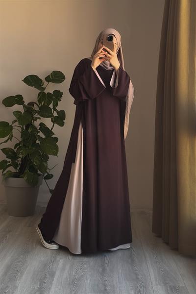 Garni Elbiseli Takım - Acı kahve/ Bej