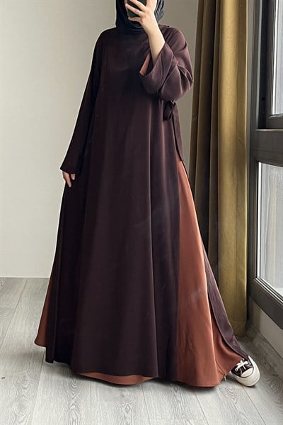 Ande Tesettür, Garni Elbiseli Takım, Garni Elbiseli Takım - Acı kahve/ Taba