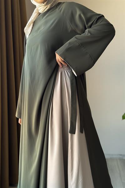 Garni Elbiseli Takım - Haki/ Açık bej