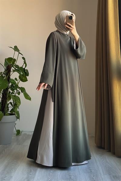 Garni Elbiseli Takım - Haki/ Açık bej