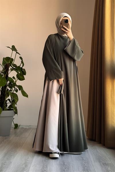 Garni Elbiseli Takım - Haki/ Açık bej