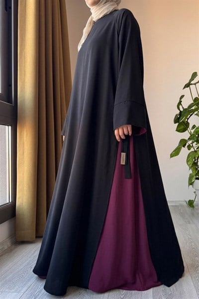 Ande Tesettür, Garni Elbiseli Takım, Garni Elbiseli Takım - Siyah/ Mürdüm