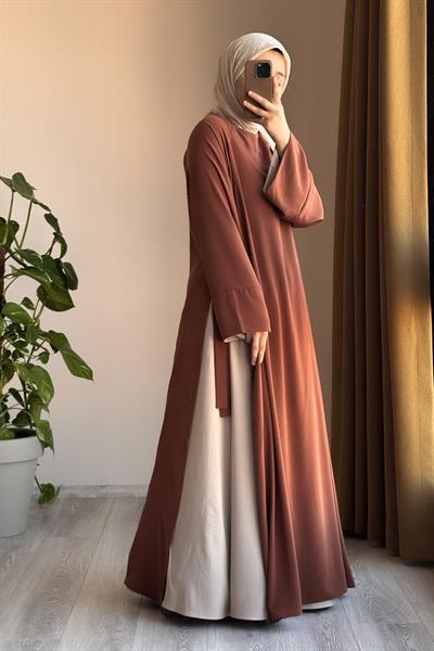 Garni Elbiseli Takım - Taba/ Açık bej