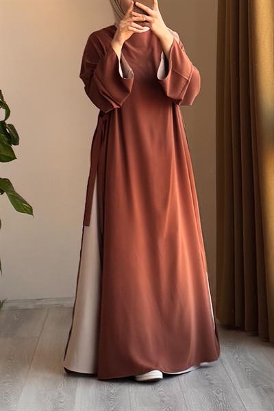 Garni Elbiseli Takım - Taba/ Açık bej