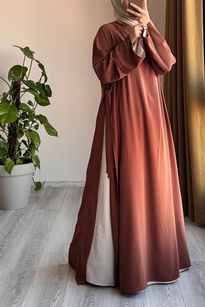 Garni Elbiseli Takım - Taba/ Açık bej