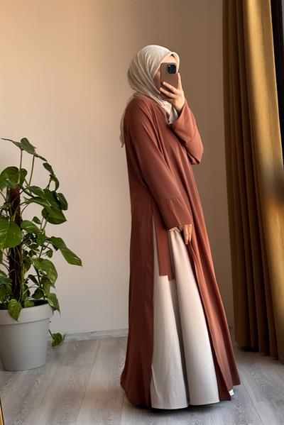 Garni Elbiseli Takım - Taba/ Açık bej