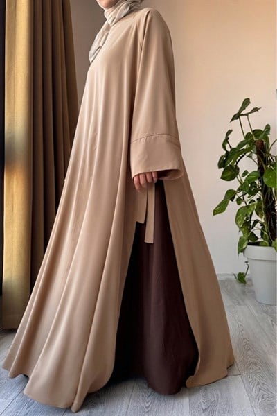 Ande Tesettür, Garni Elbiseli Takım, Garni Elbiseli Takım - Vizon/ Acı kahve