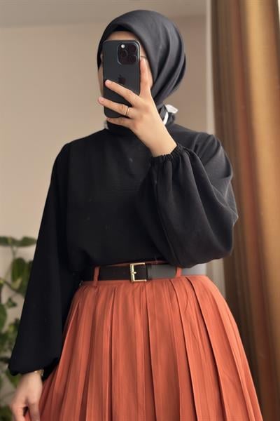 Geniş Pileli Etek - Somon