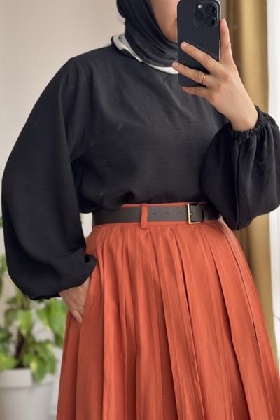 Geniş Pileli Etek - Somon