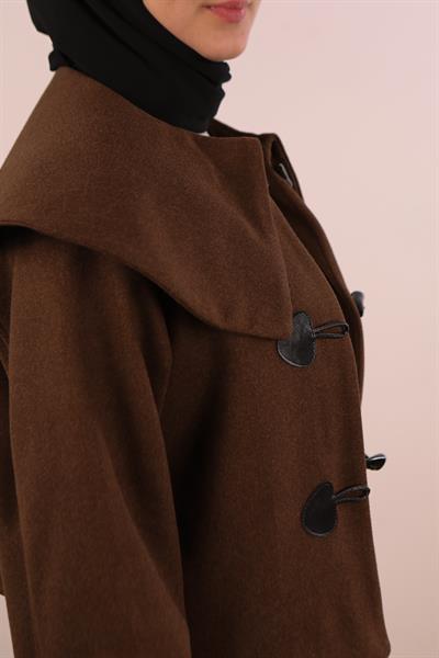 Geniş Yaka Kaşe Ceket - Acı kahve