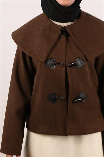 Geniş Yaka Kaşe Ceket - Acı kahve
