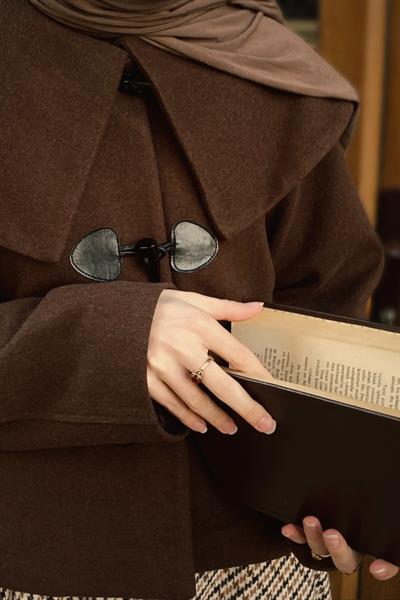 Geniş Yaka Kaşe Ceket - Acı kahve