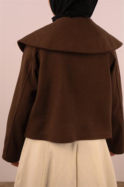 Geniş Yaka Kaşe Ceket - Acı kahve