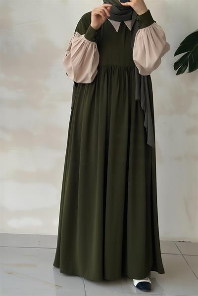 Hijabi Elbise - Haki yeşil