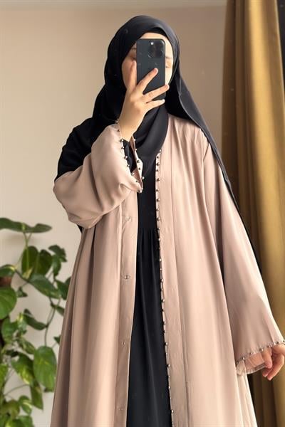 İncili Abaya - Bej