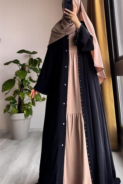 İncili Abaya - Siyah