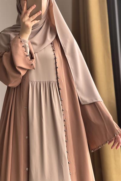 İncili Abaya - Vizon