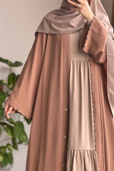 İncili Abaya - Vizon