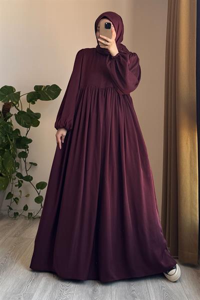 İpek Cupra Elbise - Bordo