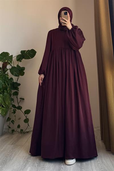 İpek Cupra Elbise - Bordo