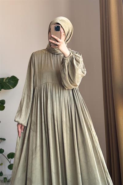 İpek Cupra Elbise - Ihlamur Desen