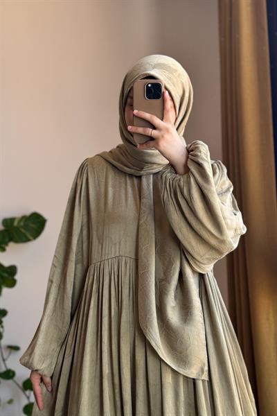 İpek Cupra Elbise - Ihlamur Desen