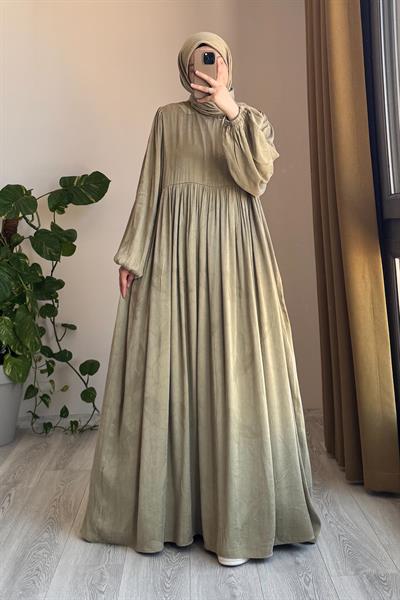 İpek Cupra Elbise - Ihlamur Desen