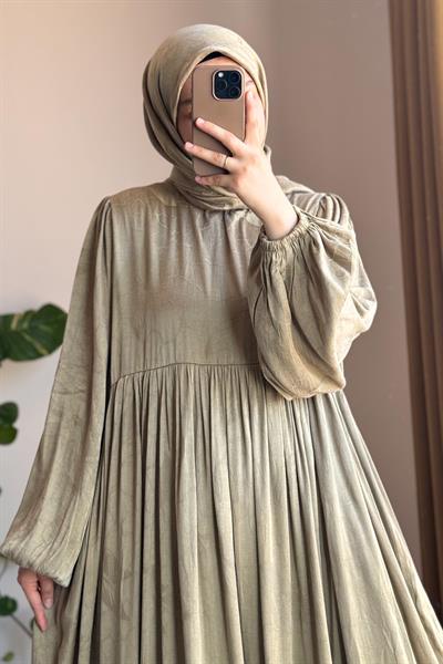 İpek Cupra Elbise - Ihlamur Desen