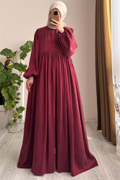 İpek Cupra Elbise - Soft Bordo
