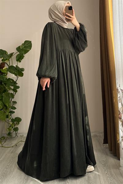 İpek Cupra Elbise - Zümrüt yeşil