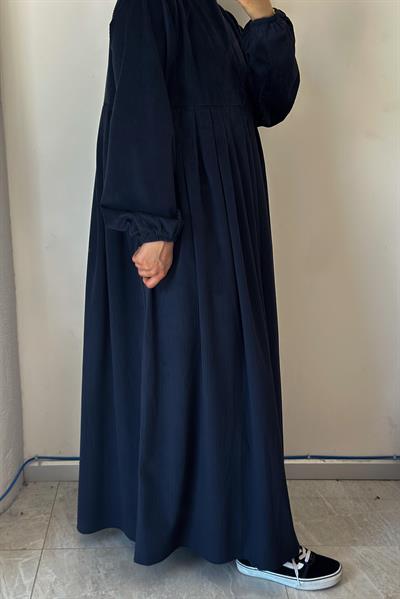 Kadife Elbise - Lacivert