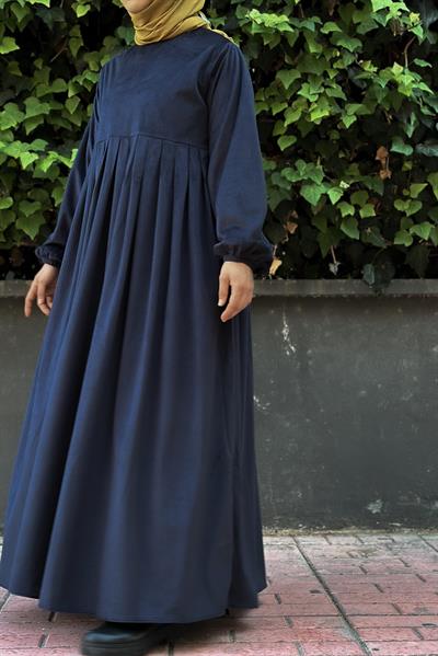Kadife Elbise - Lacivert