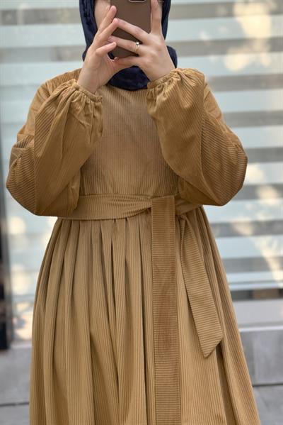 Kadife Elbise - Safran