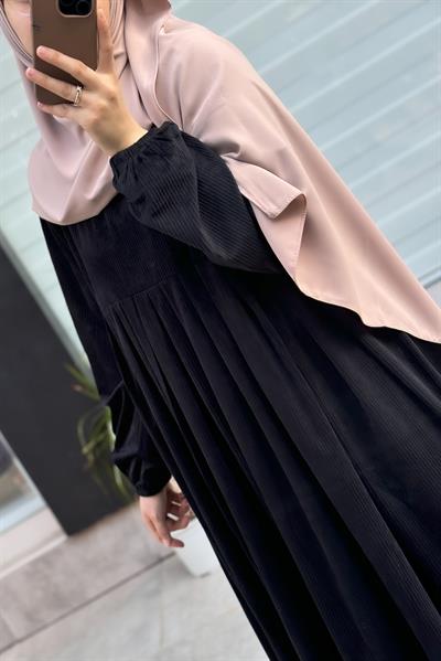 Kadife Elbise - Siyah