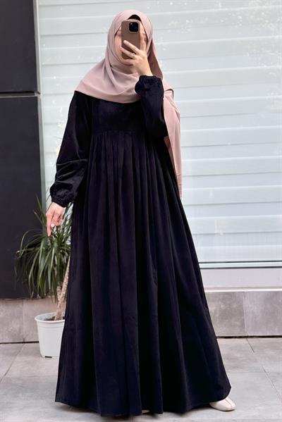 Kadife Elbise - Siyah