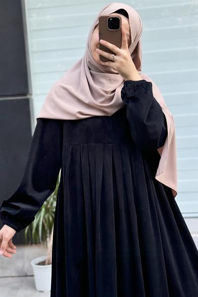 Kadife Elbise - Siyah