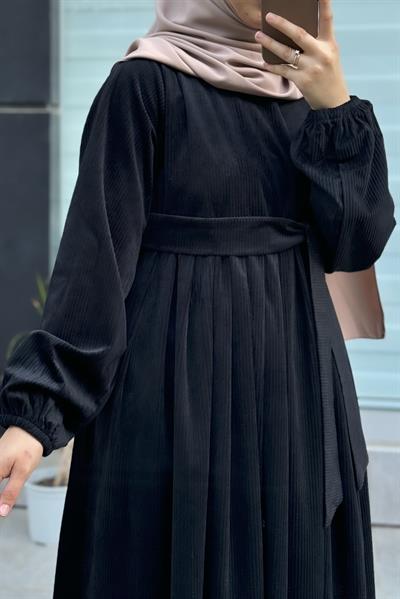 Kadife Elbise - Siyah
