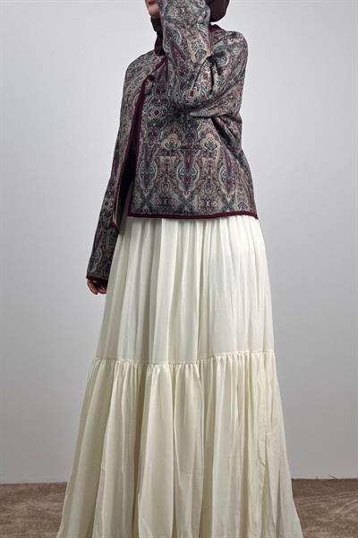 Kapitone Ceket - Bordo desen