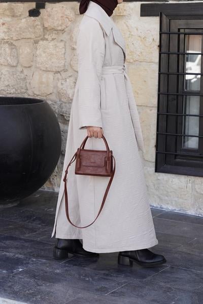 Kapitone Trençkot - Bej