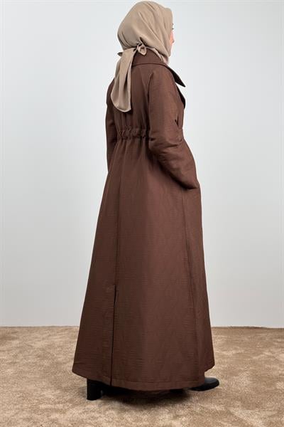 Kapitone Trençkot - Kahve