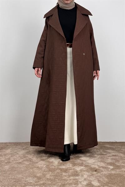 Kapitone Trençkot - Kahve