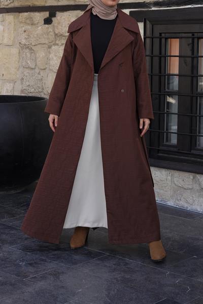 Kapitone Trençkot - Kahve