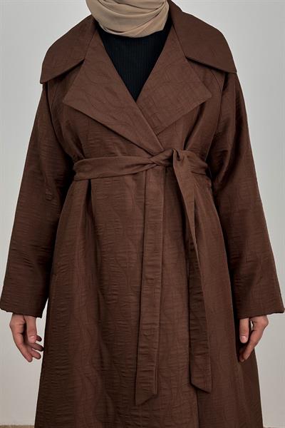 Kapitone Trençkot - Kahve