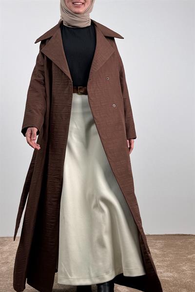 Kapitone Trençkot - Kahve