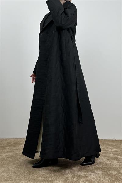 Kapitone Trençkot - Siyah