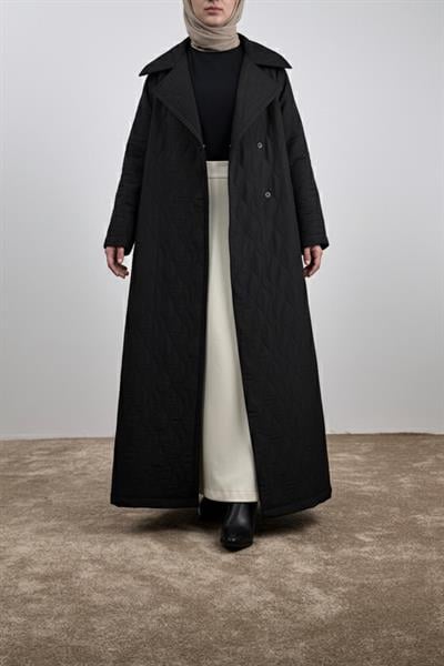Kapitone Trençkot - Siyah