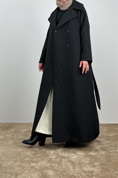 Kapitone Trençkot - Siyah