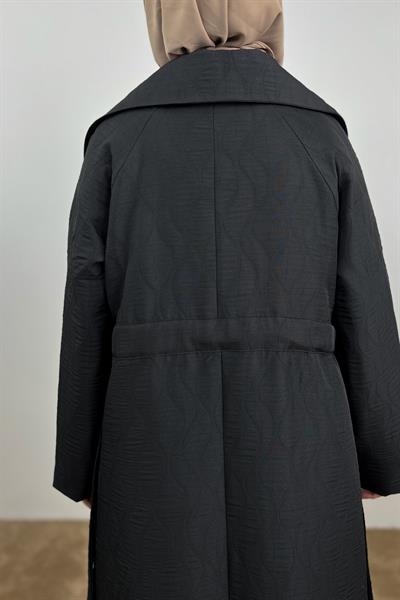 Kapitone Trençkot - Siyah