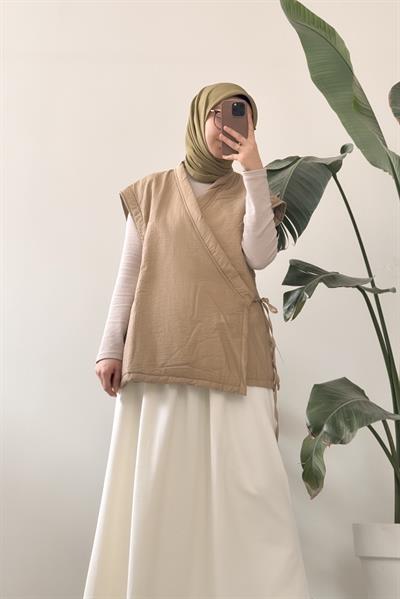 Kapitone Yelek - Bej